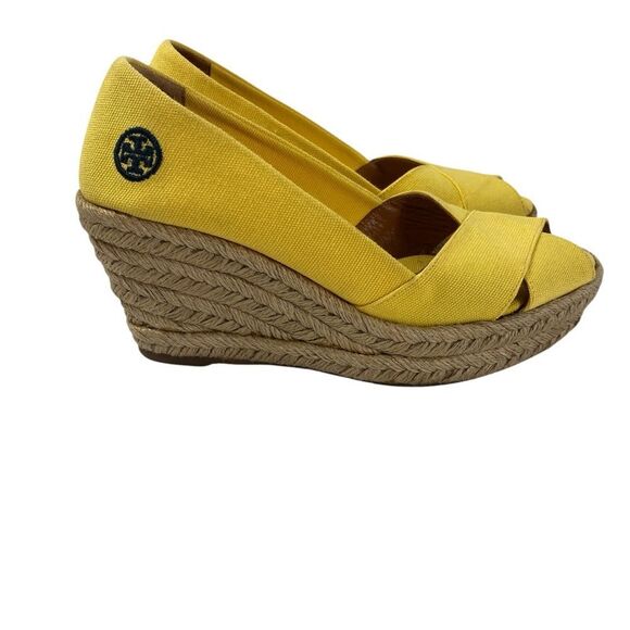 Tory Burch Yellow Espadrille Shoes with Crossover Straps - Picture 2 of 11